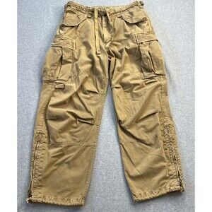 Vintage Men Abercrombie & Fitch Cargo Pants M Tan Baggy Military Paratrooper Y2K
